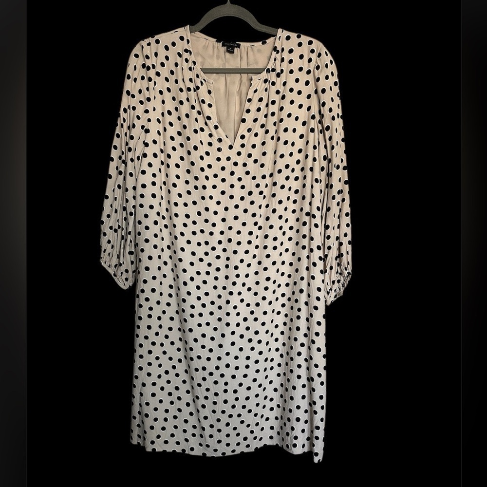 Ann Taylor Dot Split Neck Shift Dress​​​​​​